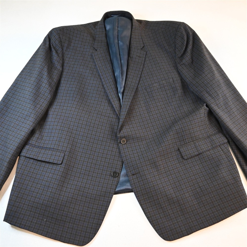 Tommy Hilfiger 56R Brown Blue Gun Check Wool Soft Shoulder Blazer Sport Coat
